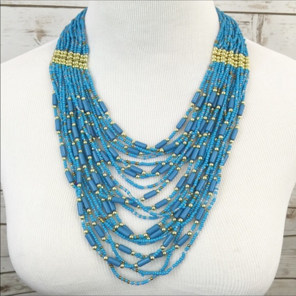 Jewelry - Turquoise‎ Beaded Bib Necklace Multi Strand NEW